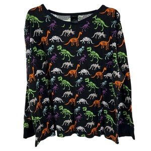 Hyde and Eek Dino skeleton long sleeve tee PJ top Halloween spooky casual plus
